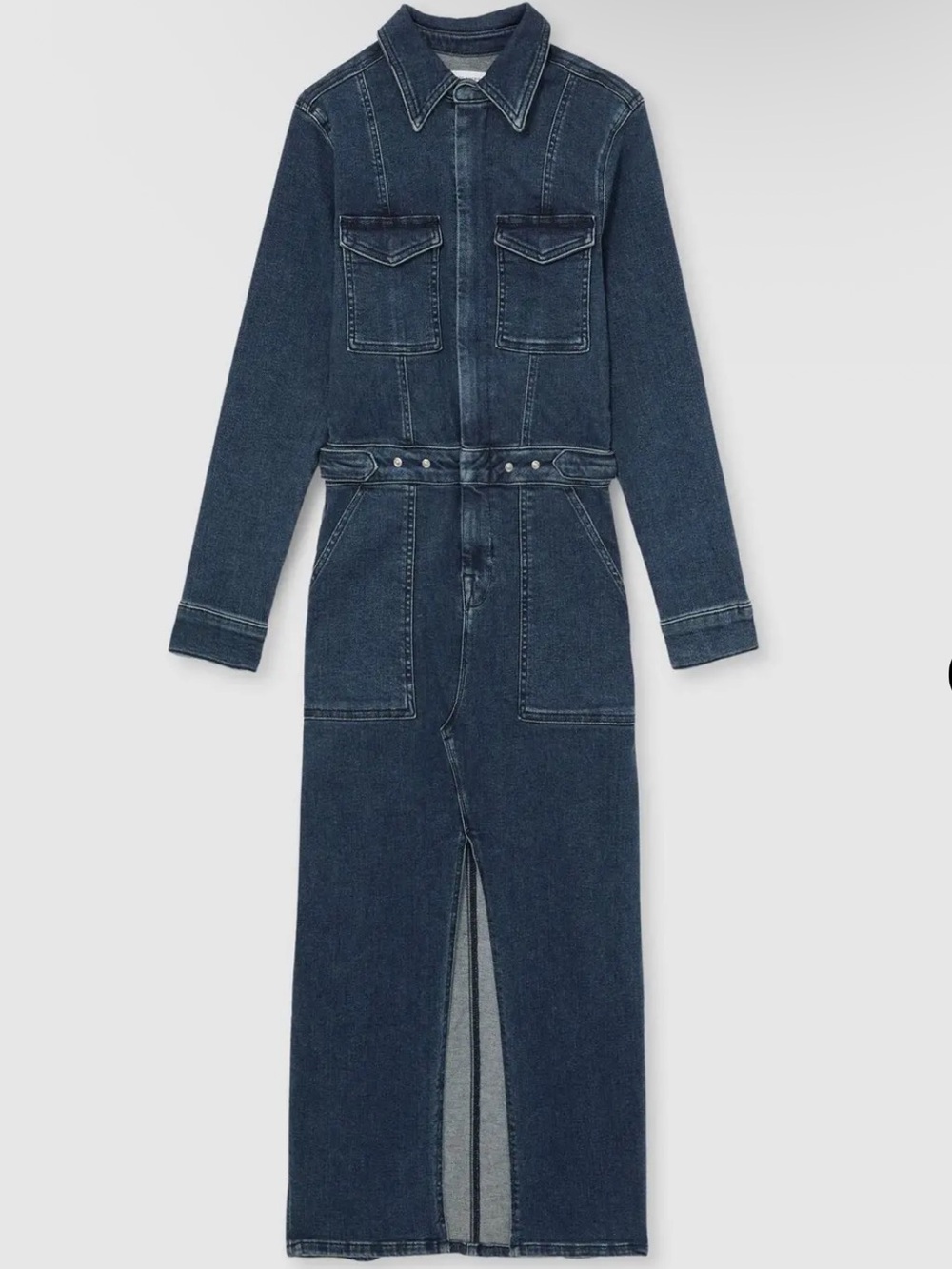 Good American Indigo Denim Dress with Front Zipper